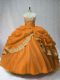 Custom Design Brown Ball Gowns Beading and Appliques and Pick Ups Quinceanera Dress Lace Up Organza Sleeveless Floor Length