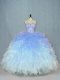 Multi-color Lace Up Quinceanera Gown Beading and Ruffles Sleeveless