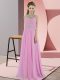 Rose Pink Zipper Scoop Beading Prom Party Dress Chiffon Sleeveless
