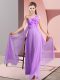 Lovely Sleeveless Floor Length Hand Made Flower Lace Up Dama Dress for Quinceanera with Lavender