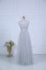 Edgy Grey Sleeveless Tulle Zipper Quinceanera Dama Dress for Wedding Party