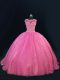 Glamorous Tulle Sleeveless Floor Length Quinceanera Dresses and Beading and Lace and Sequins