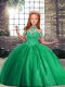 Sweet Green Child Pageant Dress Party and Wedding Party with Beading High-neck Sleeveless Lace Up