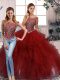 Shining Sleeveless Beading and Ruffles Zipper Sweet 16 Dresses