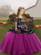 Floor Length Ball Gowns Sleeveless Fuchsia Little Girl Pageant Gowns Side Zipper