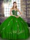 Sumptuous Green Sweet 16 Quinceanera Dress Military Ball and Sweet 16 and Quinceanera with Beading and Embroidery Sweetheart Sleeveless Lace Up