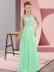Apple Green Empire High-neck Sleeveless Chiffon Floor Length Zipper Beading Prom Dress