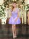 Ball Gowns Prom Dress Lavender Strapless Organza Sleeveless Mini Length Lace Up