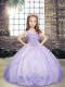 Dramatic Floor Length Ball Gowns Sleeveless Lavender Kids Formal Wear Lace Up