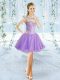 Lavender Lace Up Scoop Beading Prom Dress Organza Sleeveless
