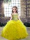 Beading and Ruffles Pageant Dress Toddler Olive Green Lace Up Sleeveless Floor Length