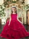 Red Lace Up Ruffled Layers Little Girl Pageant Dress Sleeveless