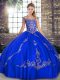 Fantastic Floor Length Ball Gowns Sleeveless Royal Blue Ball Gown Prom Dress Lace Up