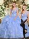 Lavender Sleeveless Organza Lace Up Sweet 16 Dresses for Military Ball and Sweet 16 and Quinceanera