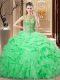 Fantastic Beading and Ruffles and Pick Ups Sweet 16 Dresses Lace Up Sleeveless Floor Length