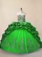 Customized Green Sweetheart Lace Up Beading and Pick Ups Ball Gown Prom Dress Brush Train Sleeveless