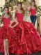 Modern Organza Sleeveless Floor Length Sweet 16 Quinceanera Dress and Ruffles
