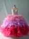 Floor Length Multi-color Quinceanera Gowns Organza Sleeveless Beading and Ruffles