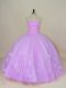 Lavender Sweetheart Lace Up Hand Made Flower 15 Quinceanera Dress Sleeveless