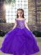 Fashionable Ball Gowns Little Girl Pageant Gowns Purple Scoop Organza Sleeveless Floor Length Lace Up