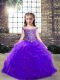 Purple Lace Up Off The Shoulder Beading and Ruffles Pageant Dress for Girls Tulle Sleeveless