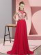 Sumptuous Sleeveless Beading Backless Prom Dresses with Red Brush Train