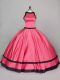Red Zipper Scoop Ruching Vestidos de Quinceanera Satin Sleeveless