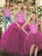 Sweet Fuchsia Halter Top Neckline Beading and Ruffles Quinceanera Dresses Sleeveless Lace Up
