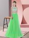 Popular Green Tulle Zipper Quinceanera Court Dresses Sleeveless Floor Length Lace