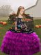 Gorgeous Fuchsia Straps Neckline Embroidery and Ruffled Layers Kids Pageant Dress Sleeveless Lace Up