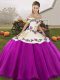 Designer Floor Length Lace Up Quince Ball Gowns White And Purple for Military Ball and Sweet 16 and Quinceanera with Embroidery