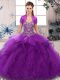 High Class Floor Length Ball Gowns Sleeveless Purple Sweet 16 Quinceanera Dress Lace Up