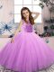 Lilac Sleeveless Tulle Lace Up Little Girl Pageant Dress for Party and Wedding Party
