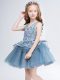 Clearance Sleeveless Mini Length Lace and Appliques Lace Up Flower Girl Dresses with Grey