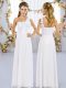 White Empire Chiffon One Shoulder Sleeveless Hand Made Flower Floor Length Lace Up Quinceanera Court Dresses
