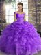 Extravagant Floor Length Lavender Sweet 16 Dresses Off The Shoulder Sleeveless Lace Up