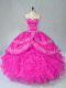 Sweetheart Sleeveless Lace Up 15th Birthday Dress Fuchsia Organza