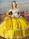 Floor Length Gold Quinceanera Gowns Sweetheart Sleeveless Lace Up