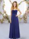Most Popular Sleeveless Chiffon Floor Length Lace Up Quinceanera Court Dresses in Royal Blue with Ruffles
