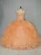 Fashion Lace Up Sweet 16 Dresses Orange for Sweet 16 and Quinceanera with Beading and Ruffles