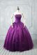 Discount Strapless Sleeveless Lace Up Quinceanera Gown Purple Organza