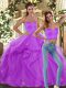 Lilac Lace Up Sweetheart Ruffles Vestidos de Quinceanera Tulle Sleeveless