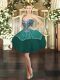 Glamorous Dark Green Sleeveless Mini Length Beading and Embroidery Lace Up