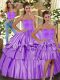 Luxury Ruffled Layers Sweet 16 Quinceanera Dress Lilac Backless Sleeveless Floor Length
