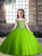 Green Sleeveless Floor Length Beading Lace Up Little Girls Pageant Gowns