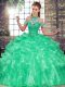 Organza Sleeveless Floor Length Sweet 16 Quinceanera Dress and Beading and Ruffles