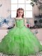 Hot Selling Organza Scoop Sleeveless Lace Up Beading and Ruffles Girls Pageant Dresses in