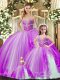Spectacular Sweetheart Sleeveless Lace Up Quinceanera Gown Lavender Tulle