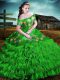 Floor Length Green 15th Birthday Dress Off The Shoulder Sleeveless Lace Up