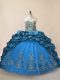 Excellent Blue Ball Gowns Taffeta Sweetheart Sleeveless Beading and Pick Ups Lace Up Sweet 16 Dress Brush Train